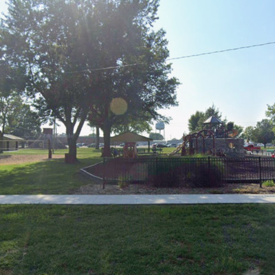 Current playground and sand volleyball court from N 10th Street