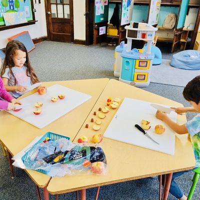 If I remain in Jesus, I will have much fruit. Kindergartners doing apple math!